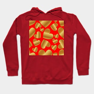 An abundance of golden hearts on red Hoodie